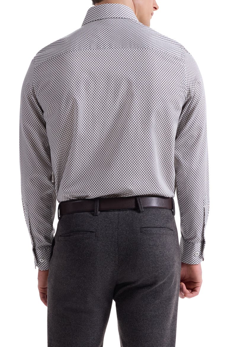 Alvin Shaped Fit Herringbone Button-Up Shirt, Alternate, color, TAUPE