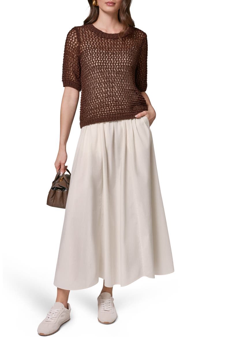 Open Knit Crewneck Sweater, Alternate, color, CANYON