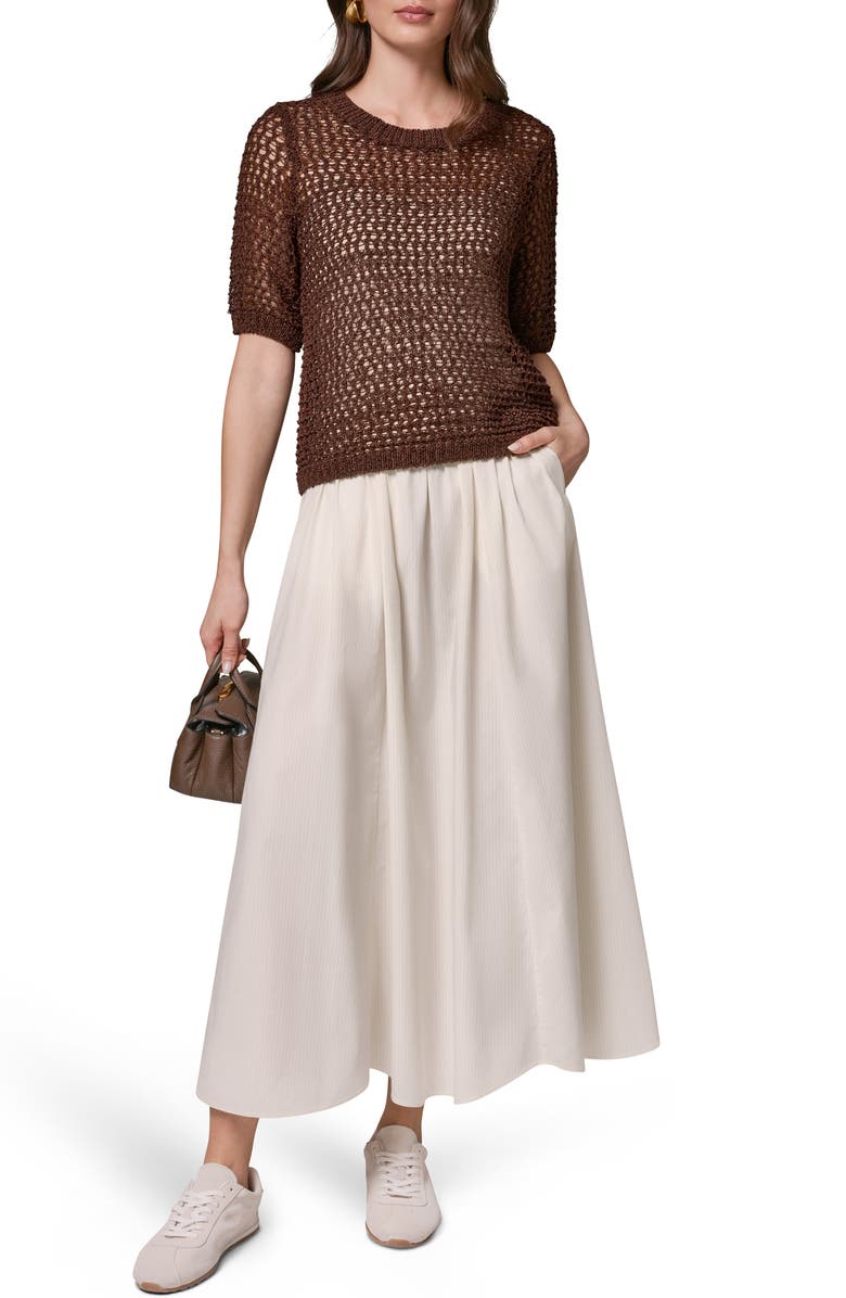 Donna Karan New York Open Knit Crewneck Sweater, Alternate, color, Canyon