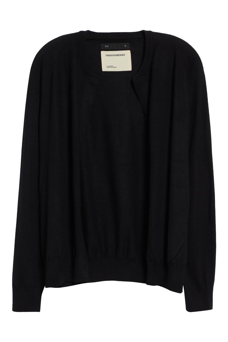 Cashmere Bomber Cardigan, Alternate, color, BLACK