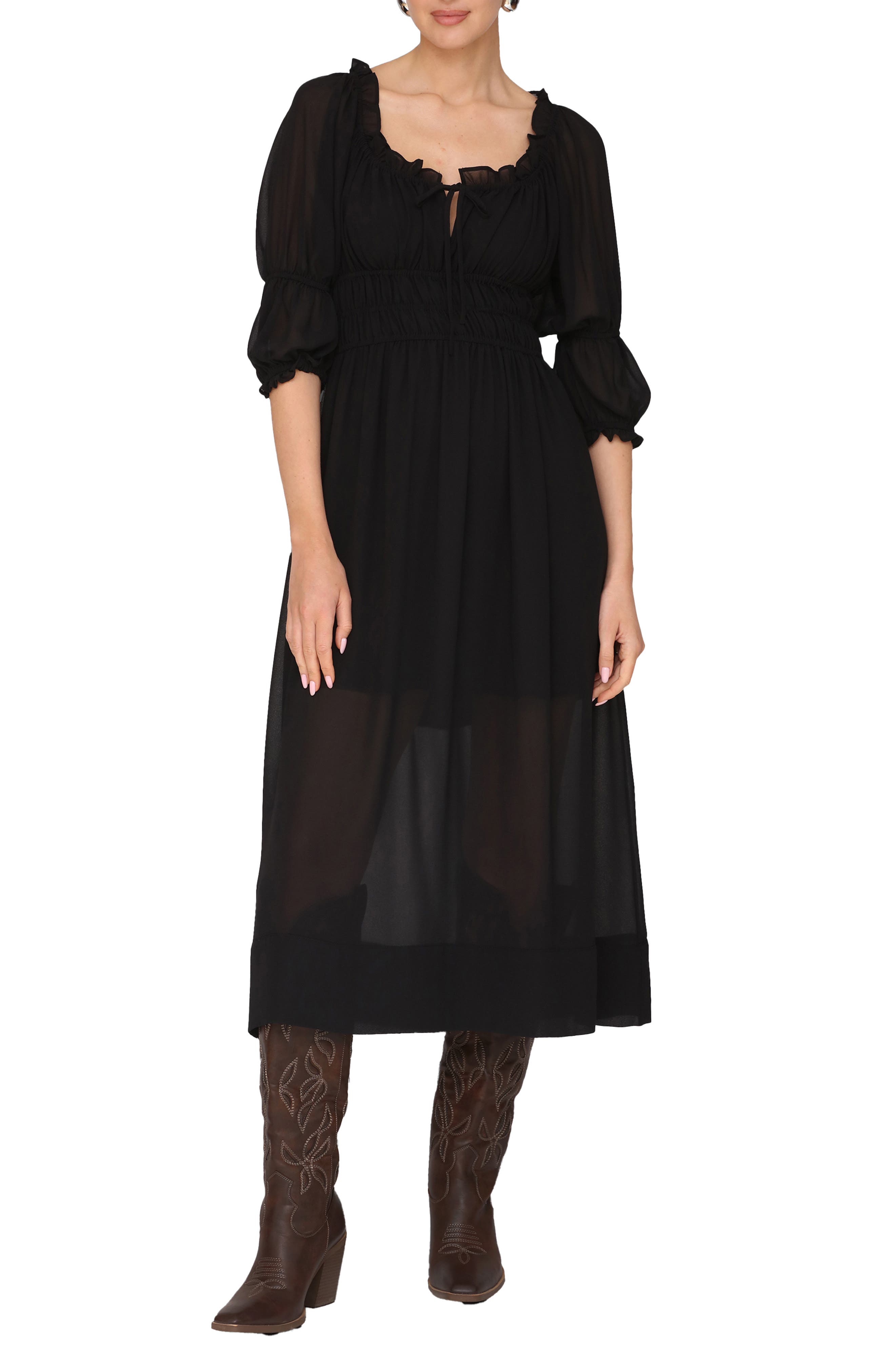 Avec Les Filles Ruffle Midi Dress