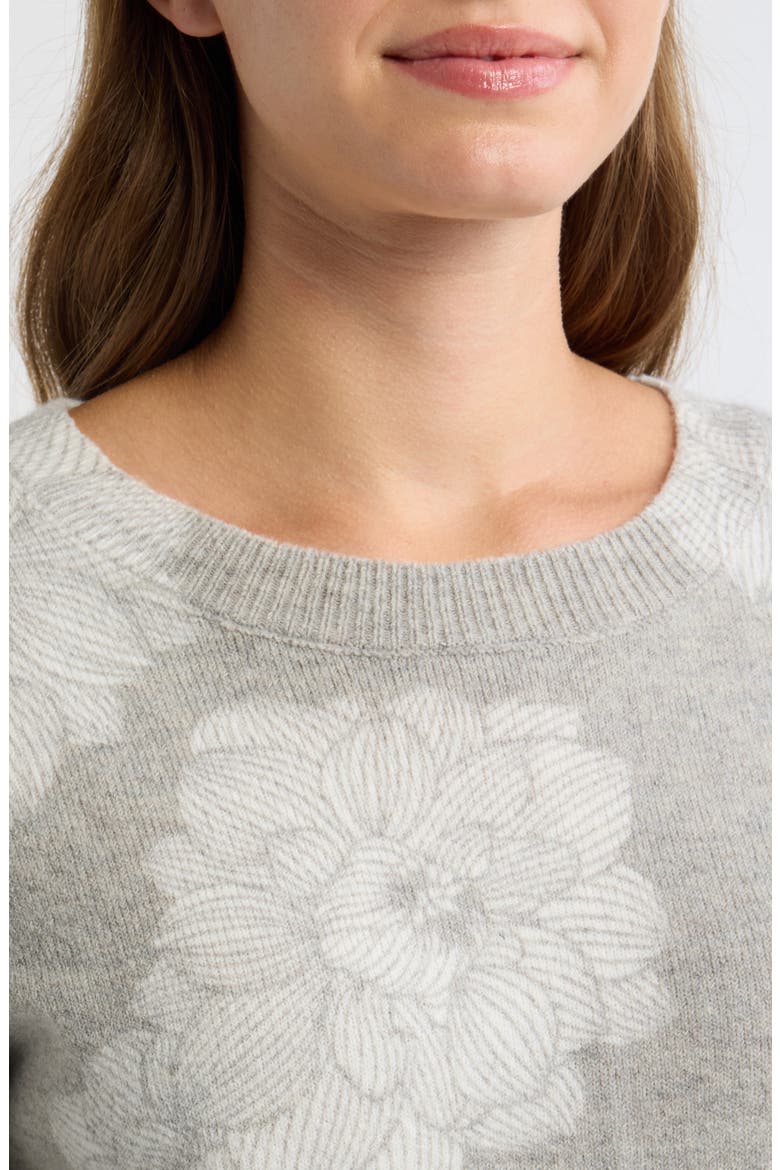 Floral Jacquard Sweater, Alternate, color, HEATHER GREY FLORAL
