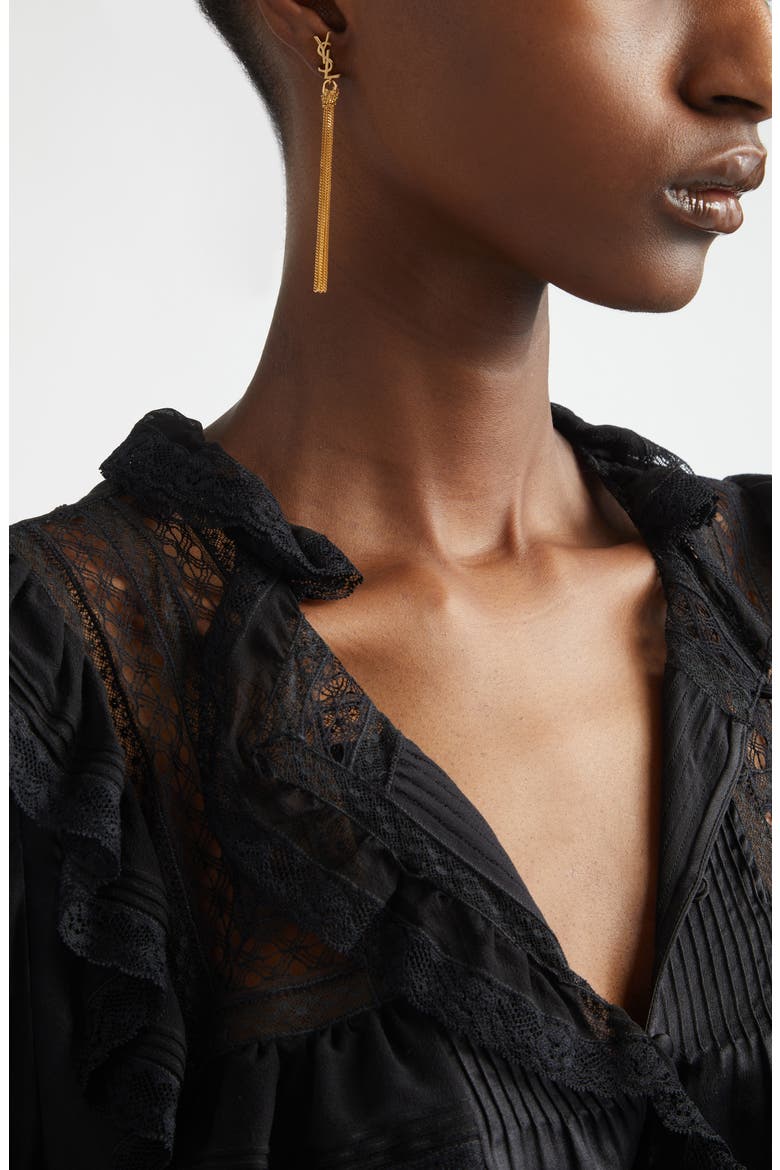 YSL Tassel Earrings, Alternate, color, GOLD