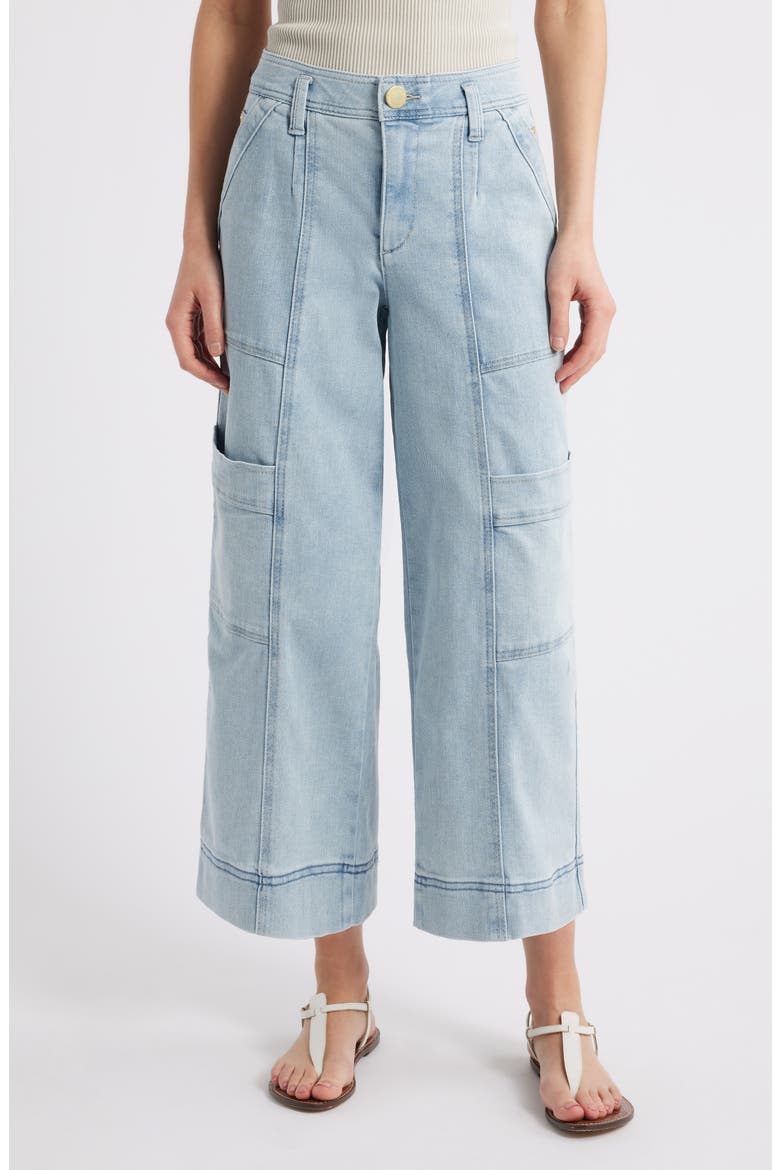 Skyrise Cotton Crop Wide Leg Utility Pants, Main, color, LIGHT BLUE