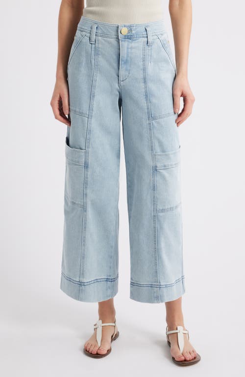 Wit & Wisdom Skyrise Denim Crop Wide Leg Utility Pants In Light Blue