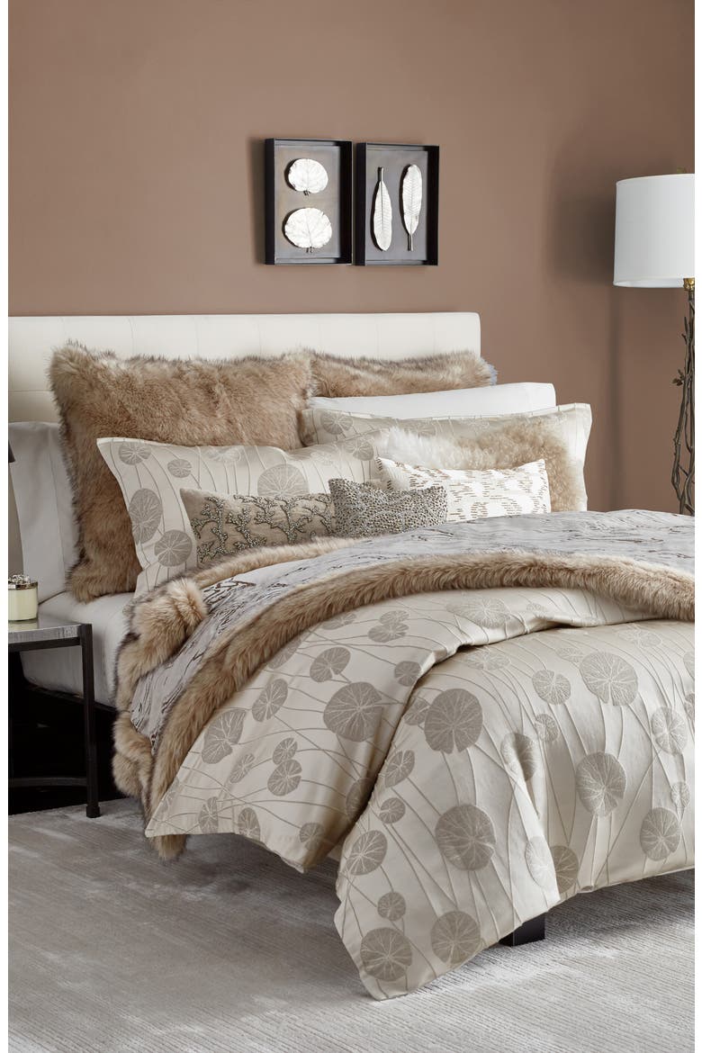 Lily Pad Duvet Cover, Alternate, color, CHAMPAGNE