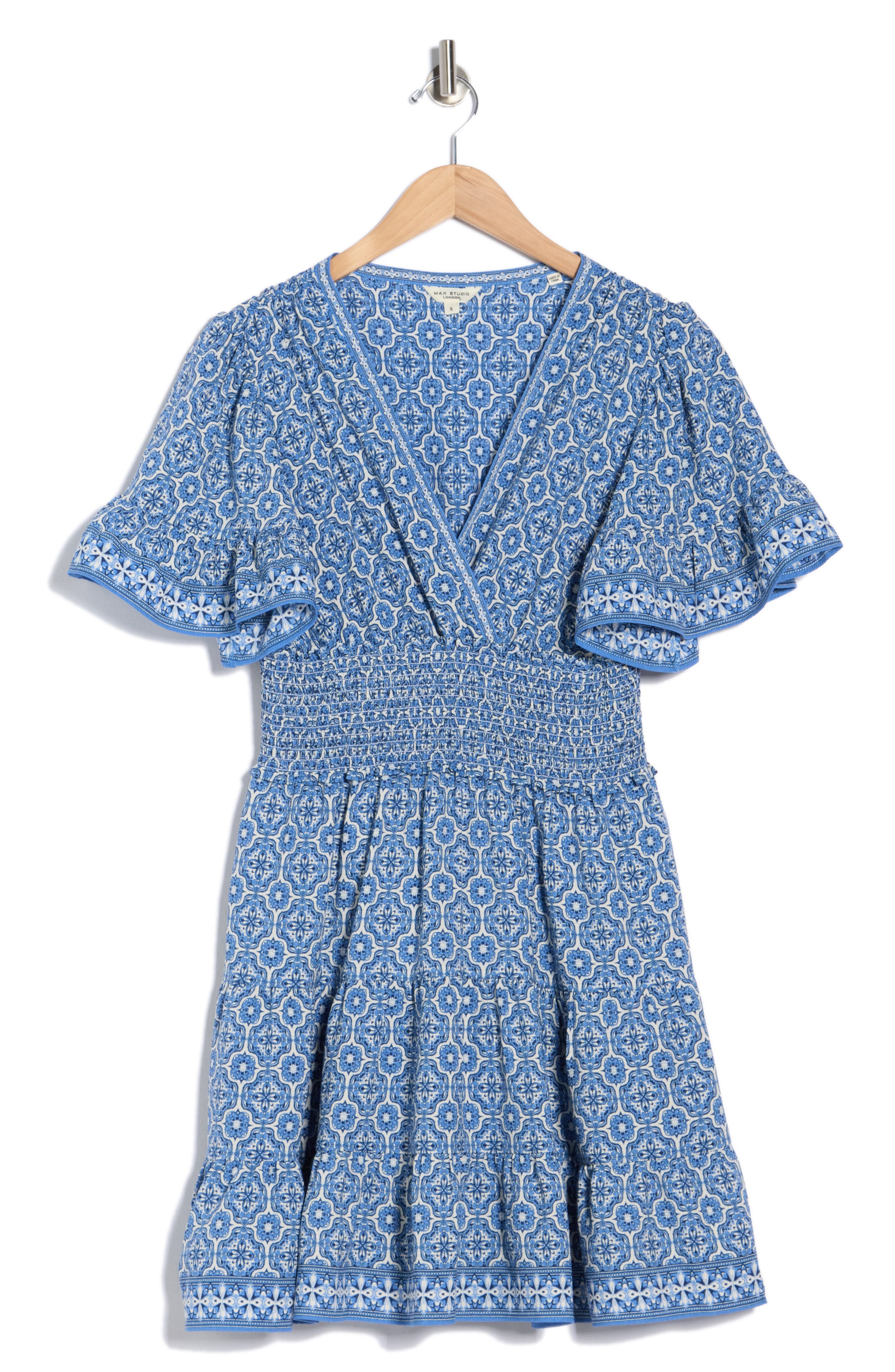 MAX STUDIO Short Sleeve Tiered Crepe Dress