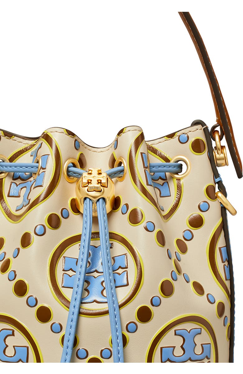 Tory Burch Mini T Monogram Embossed Contrast Bucket Bag, Alternate, color,