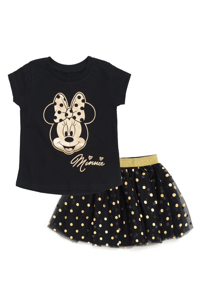 Disney T-Shirt & Tulle Skirt Set, Main, color, Minnie Mouse Black