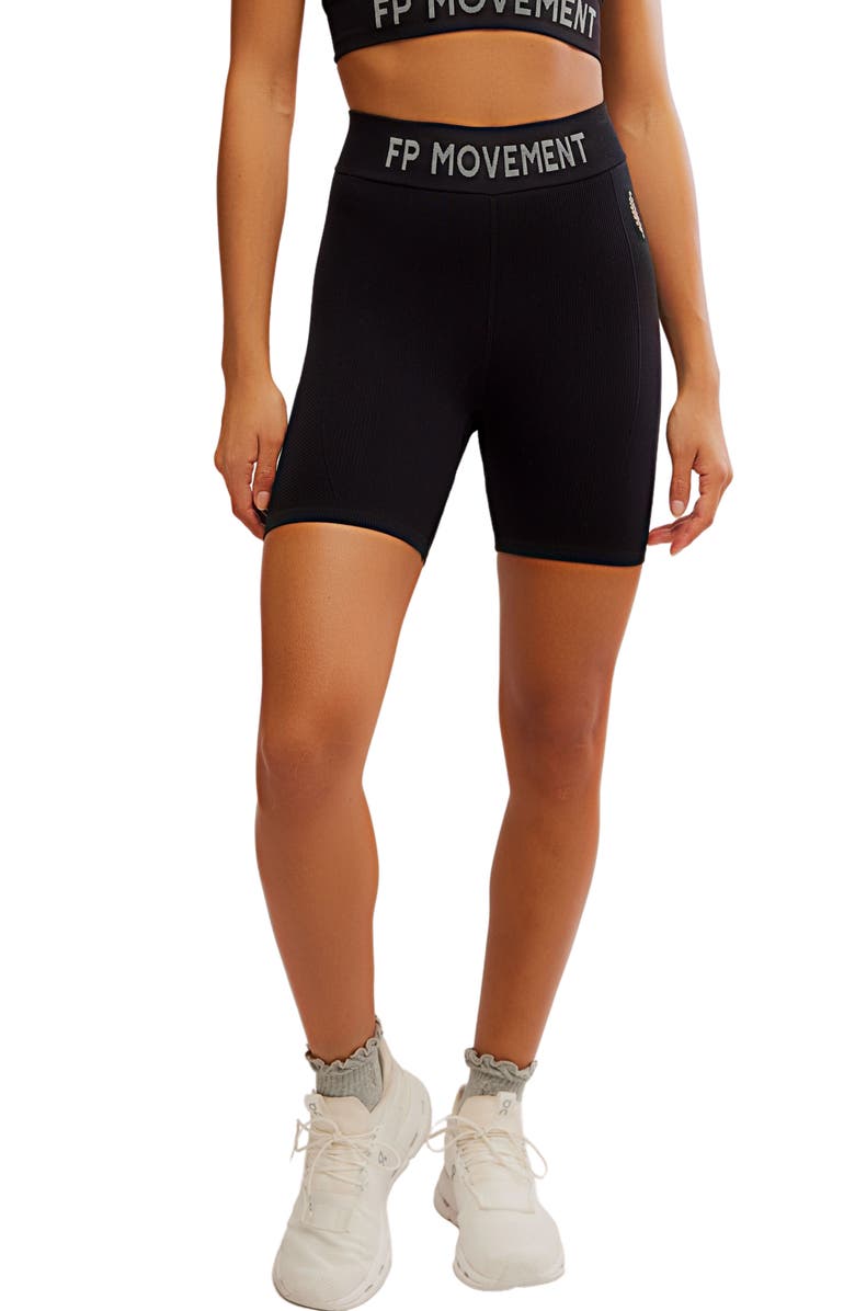 Free People FP Movement Long Haul Bike Shorts, Main, color, Black