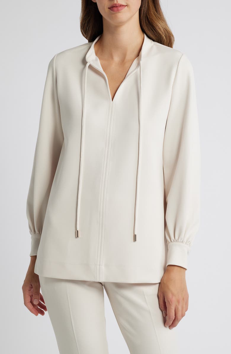 Anne Klein Tie Neck Stretch Twill Poet Tunic, Main, color, 