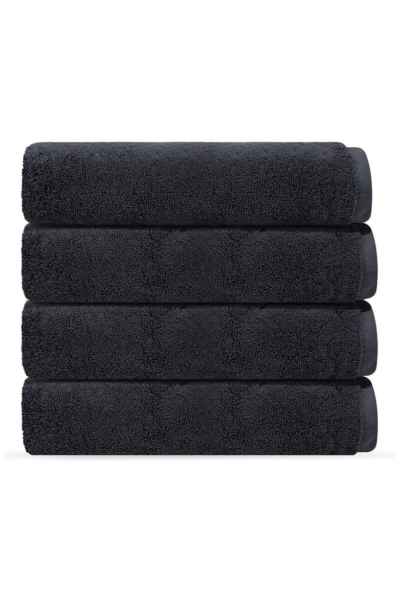 Puresoft 4-Piece Turkish Cotton Wash Cloths, Main, color, ANTHRACITE