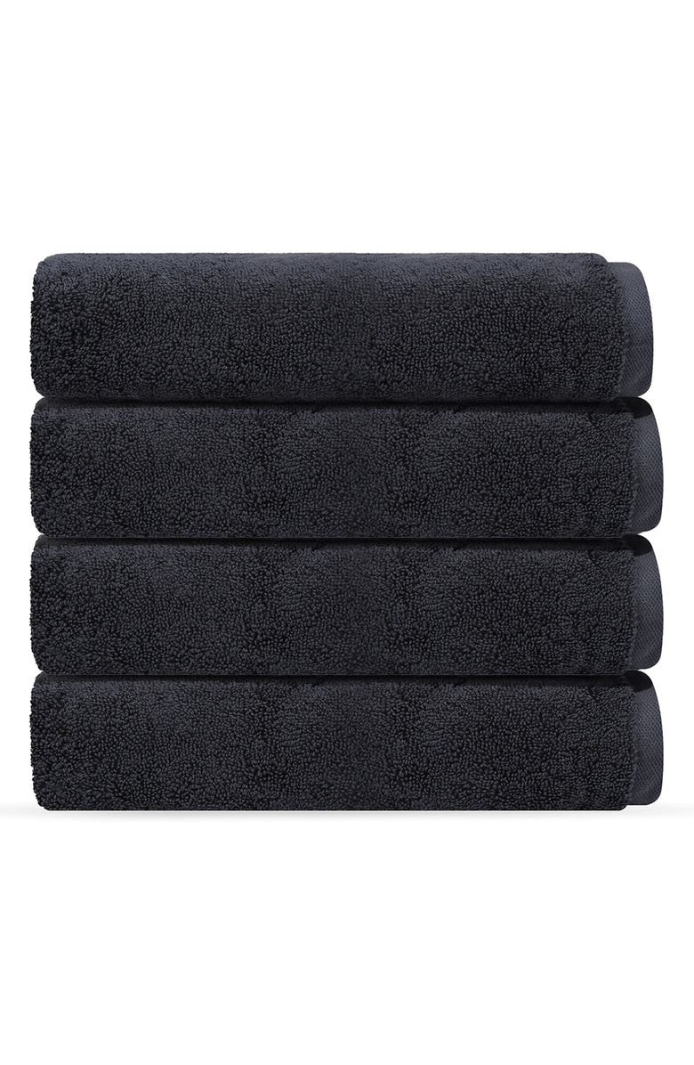 DePera Puresoft 4-Piece Turkish Cotton Wash Cloths, Main, color, Anthracite