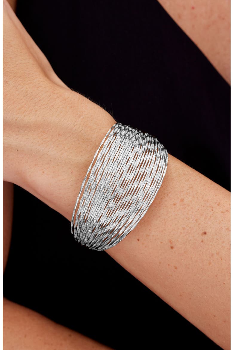 Rhodium Plated Wide Cuff Bracelet, Alternate, color, WHITE
