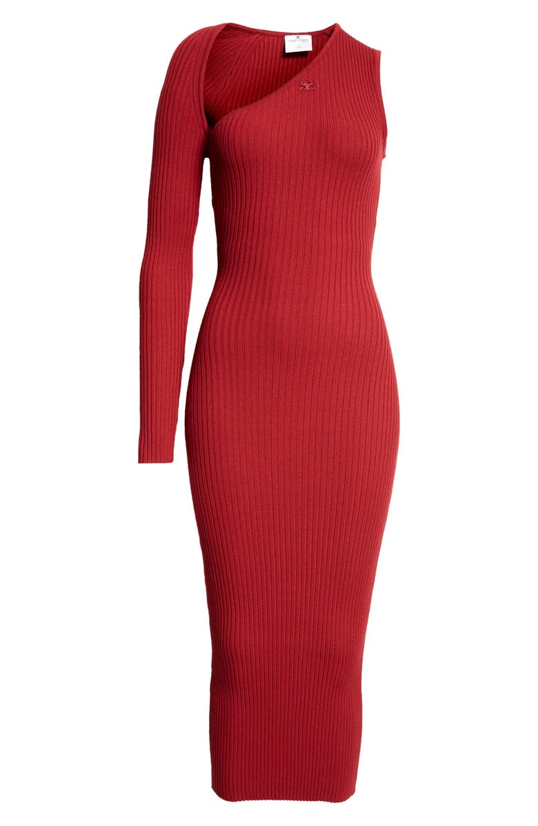 Slash One-Shoulder Rib Sweater Dress