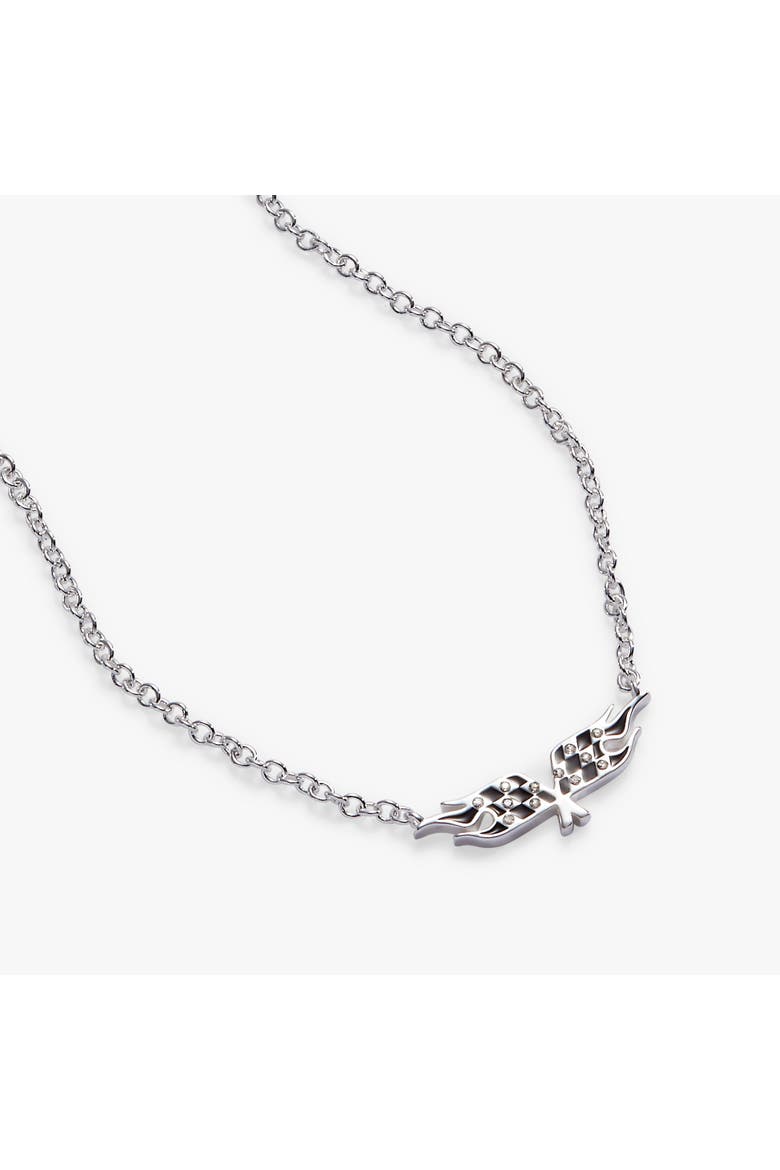 Hot Wheels Checkered Flag Necklace, Alternate, color, Silver