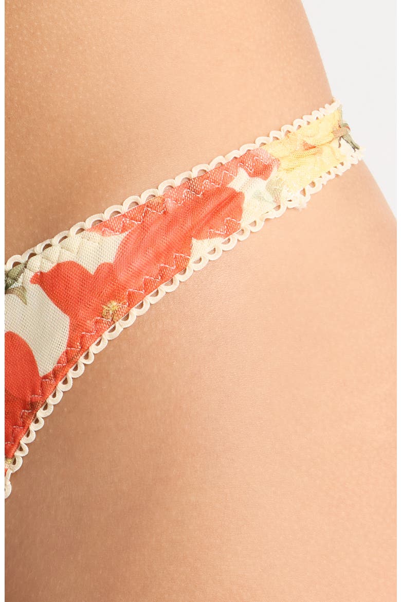Floral Lace Thong, Alternate, color, HONEYBEE