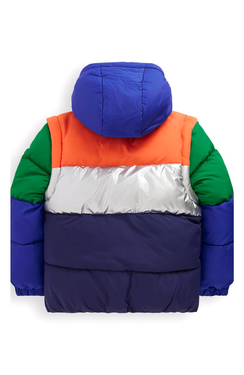 Mini Boden Kids' Reversible Fleece Hooded Jacket, Alternate, color, Color Block