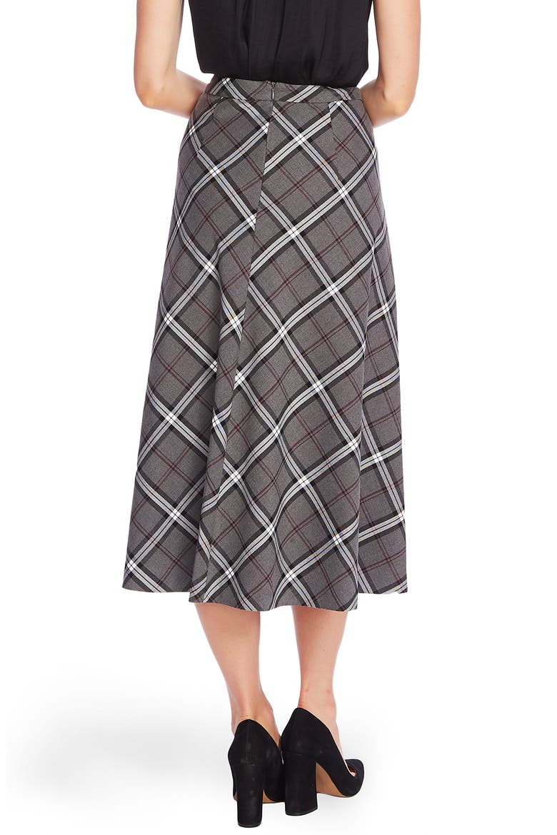 Bold Plaid Skirt, Alternate, color, MED HEATHER GREY
