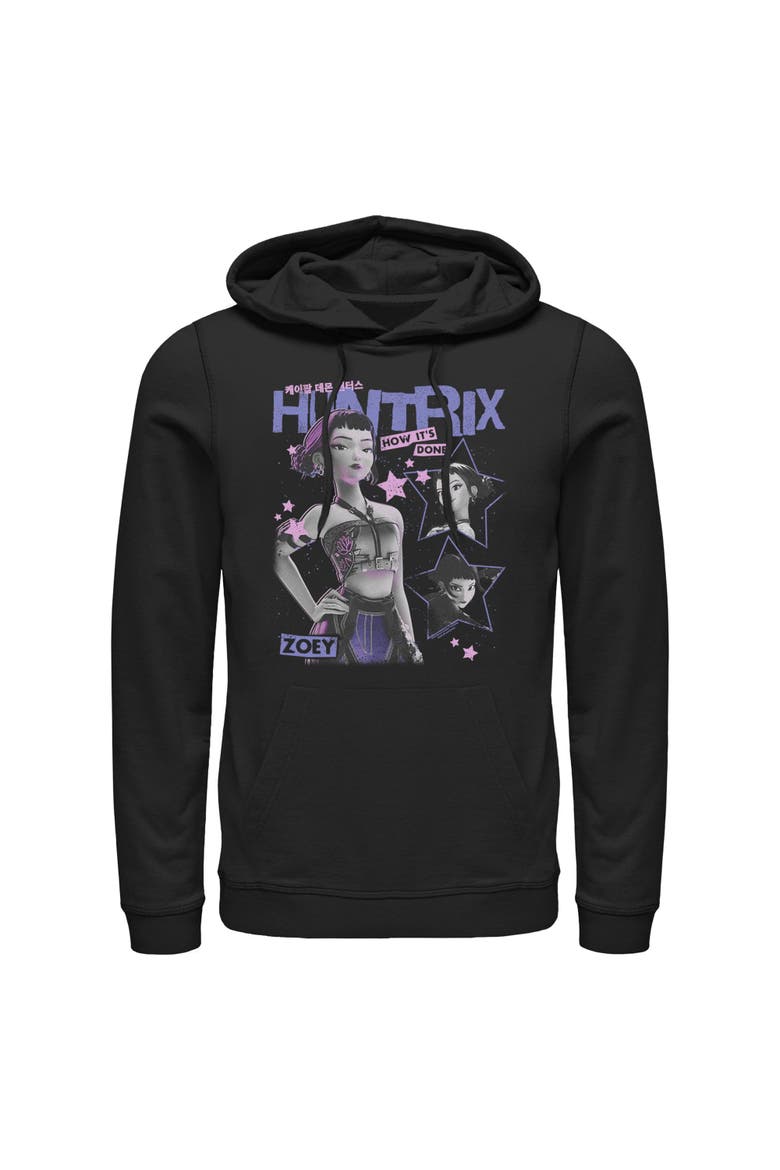 Mens KPop Demon Hunters Pop Star Huntrix Zoey Lightweight Hoodie, Main, color, Black