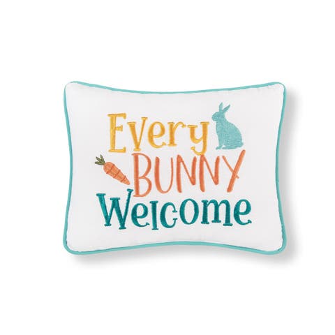 "Every Bunny Welcome" Easter Cotton Blend Mini Accent Pillow 9" x 12"