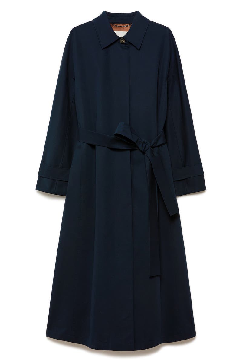 Marina Rinaldi Water Repellent Cotton Gabardine Trench Coat, Alternate, color, Midnight Blue