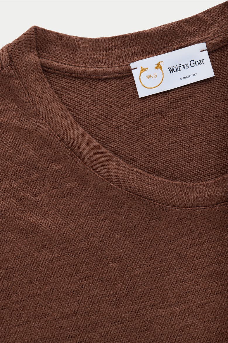 Short Sleeve Linen Crew Neck Tee, Alternate, color, Marrone