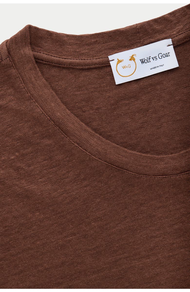 Wolf Vs. Goat (WvG) Short Sleeve Linen Crew Neck Tee, Alternate, color, Marrone