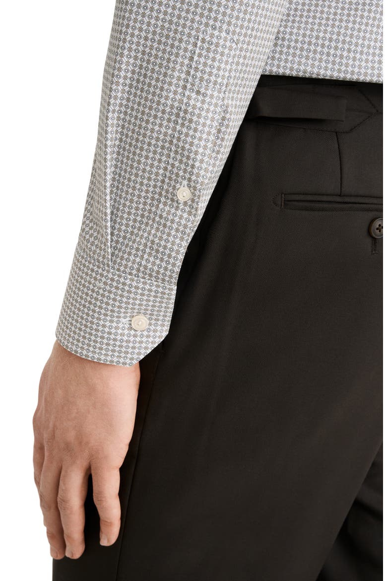 Slim Fit Micro Print Cotton Shirt, Alternate, color, MEDIUM BROWN