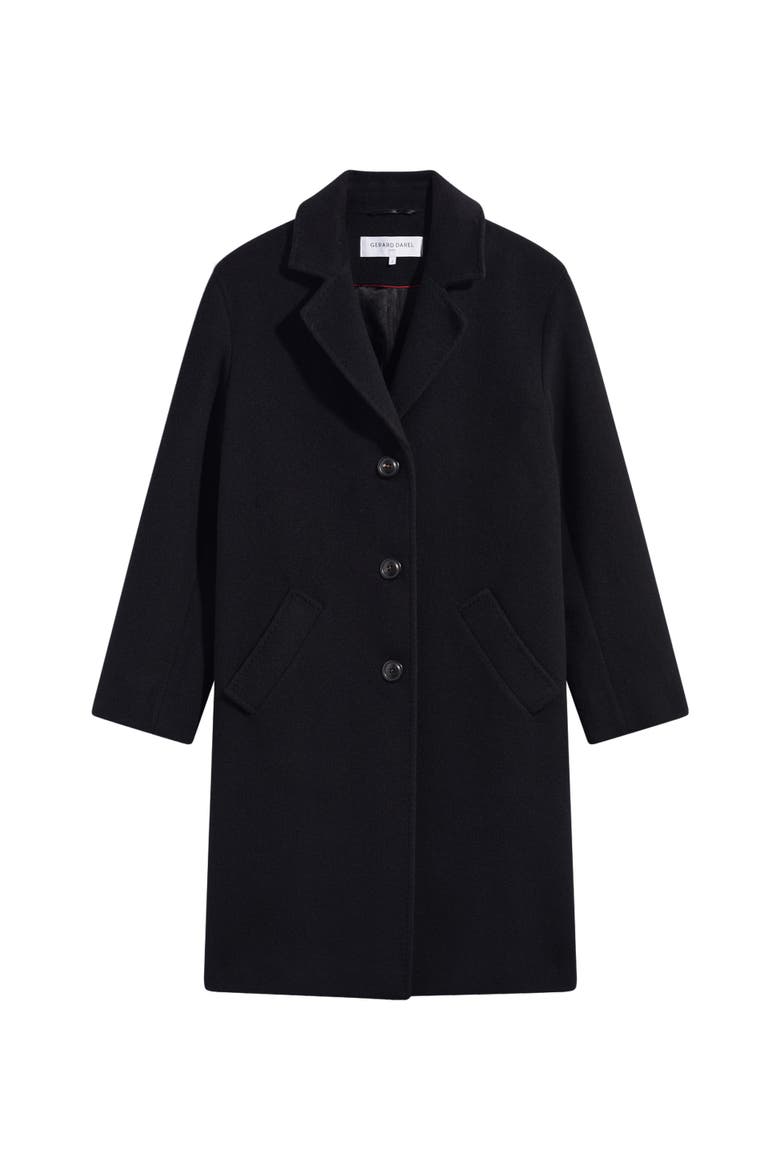 Aelis Angora Blend Collared Overcoat, Alternate, color, Black