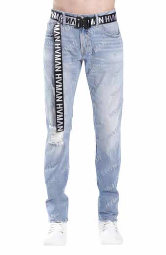 HVMAN Strat Belted Super Skinny Jeans
