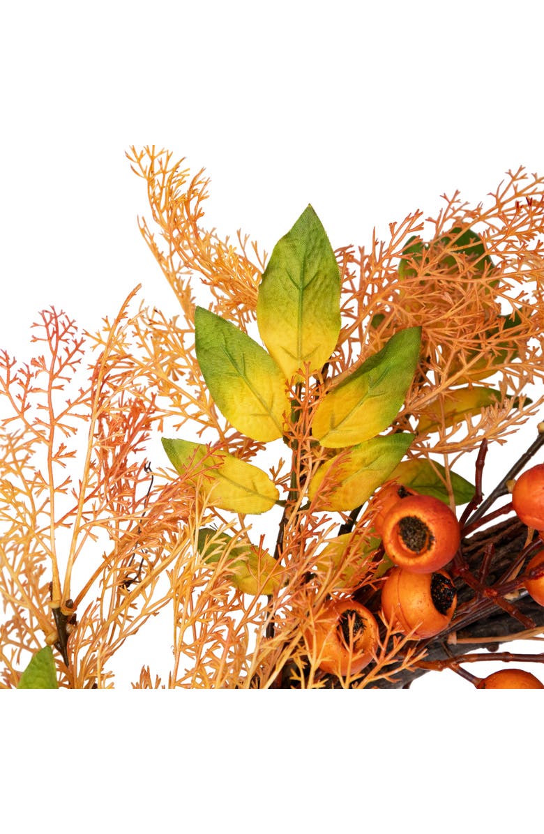 Northlight Berry, Caspia and Two-Toned Autumn Leaves Artificial Fall Harvest Wreath - 24", Alternate, color, Yellow