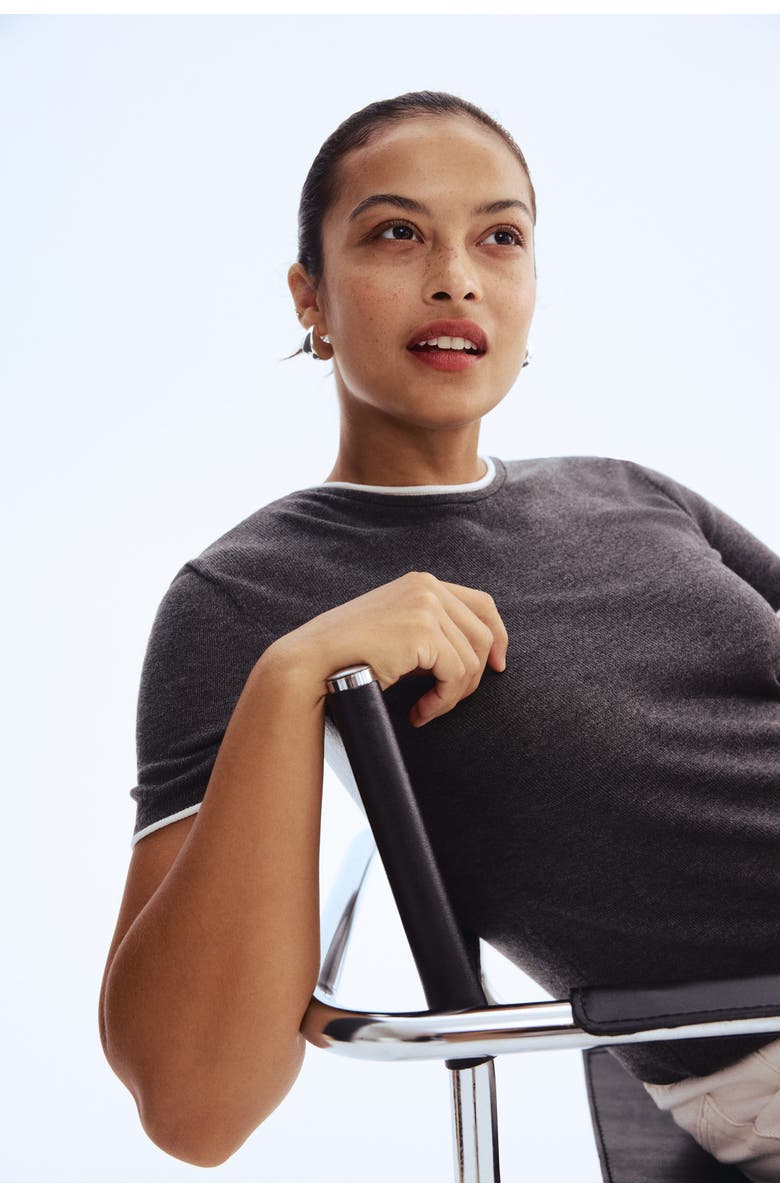 H&M Fine-knit Top, Alternate, color, Dark Gray