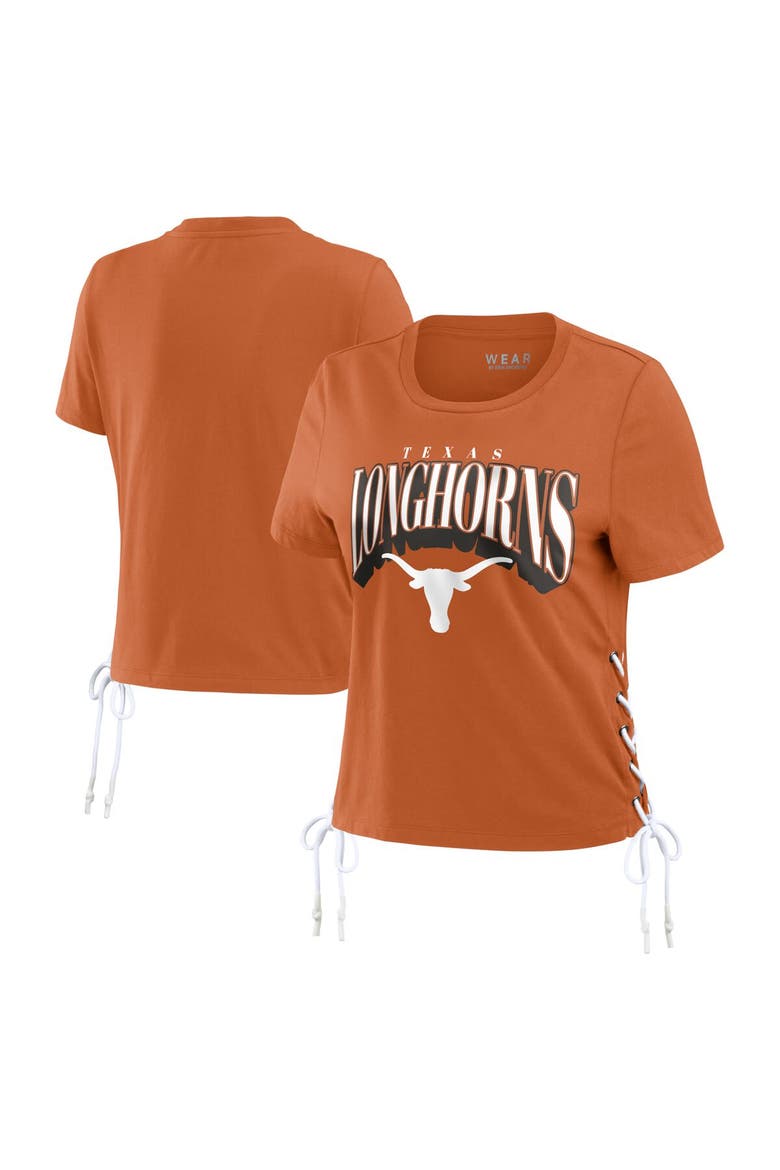 Women's WEAR by Erin Andrews Texas Orange Texas Longhorns Side Lace-Up Modest Crop T-Shirt, Main, color, Burnt Orange