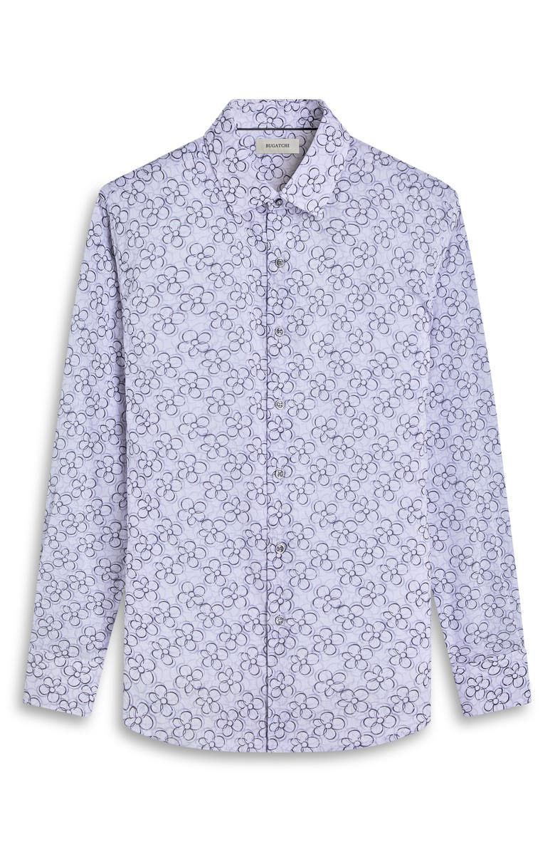 Bugatchi Julian Floral Cotton Button-Up Shirt, Alternate, color, Platinum