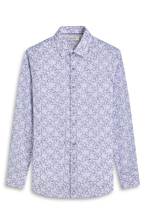 Bugatchi Julian Floral Cotton Button-up Shirt In Platinum