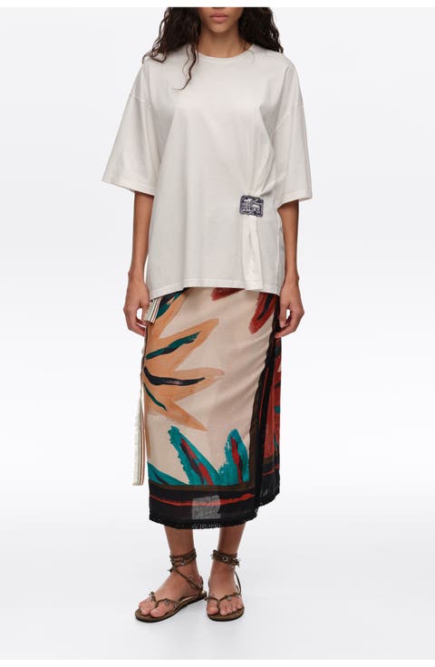 Positional Sun Midi Wrap Skirt