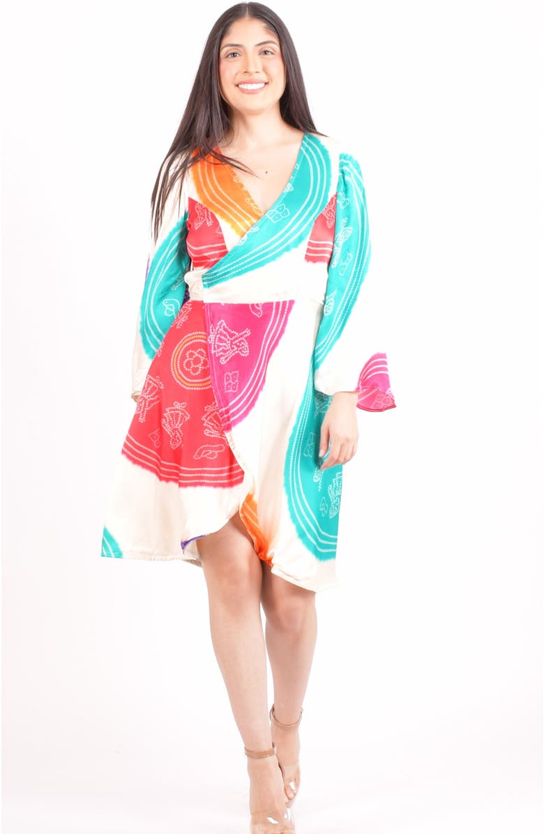 RAAS Isla Bandhani Wrap Dress, Alternate, color, White