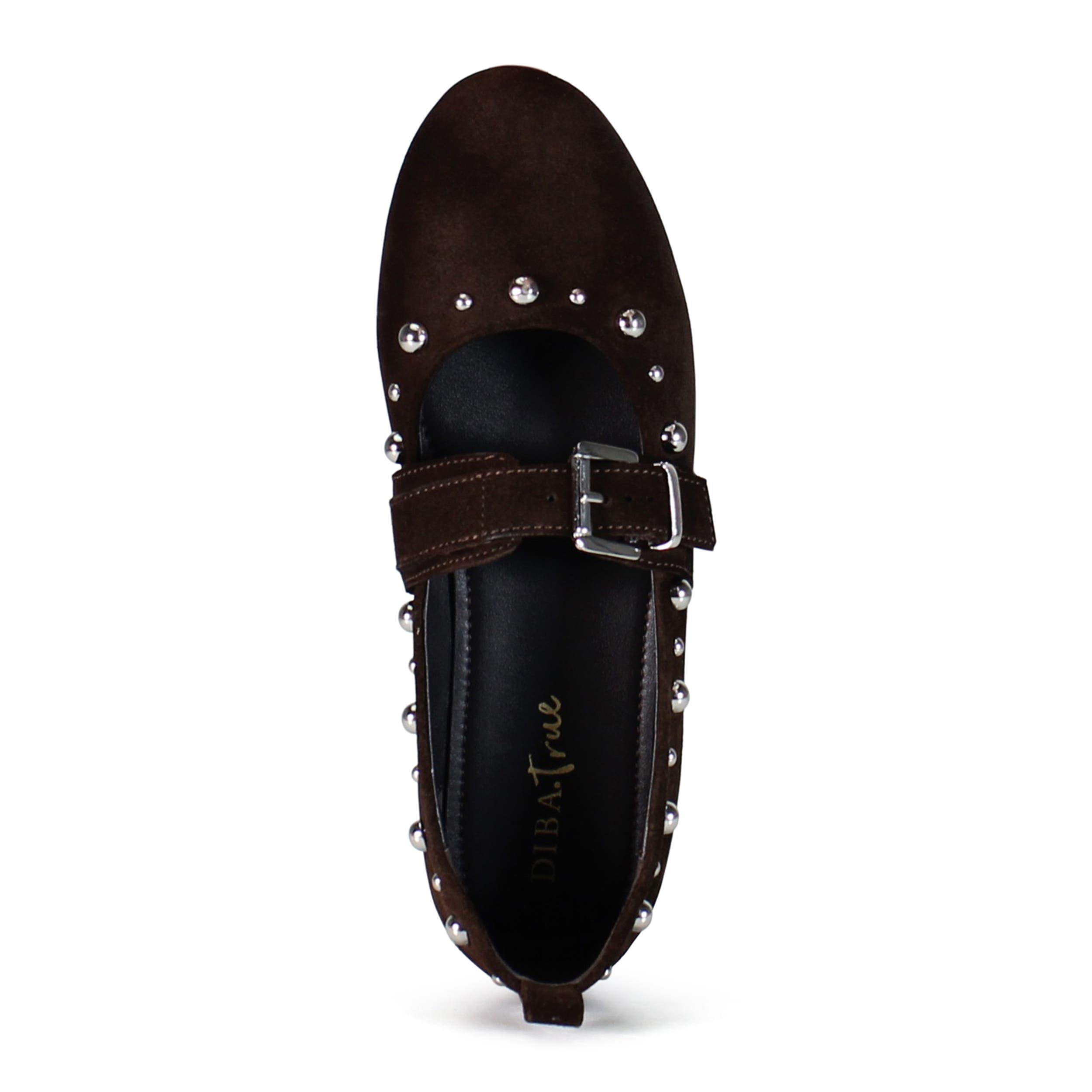 EXEC UTIVE Suede Mary Jane Flat, Alternate, color, Chocolate