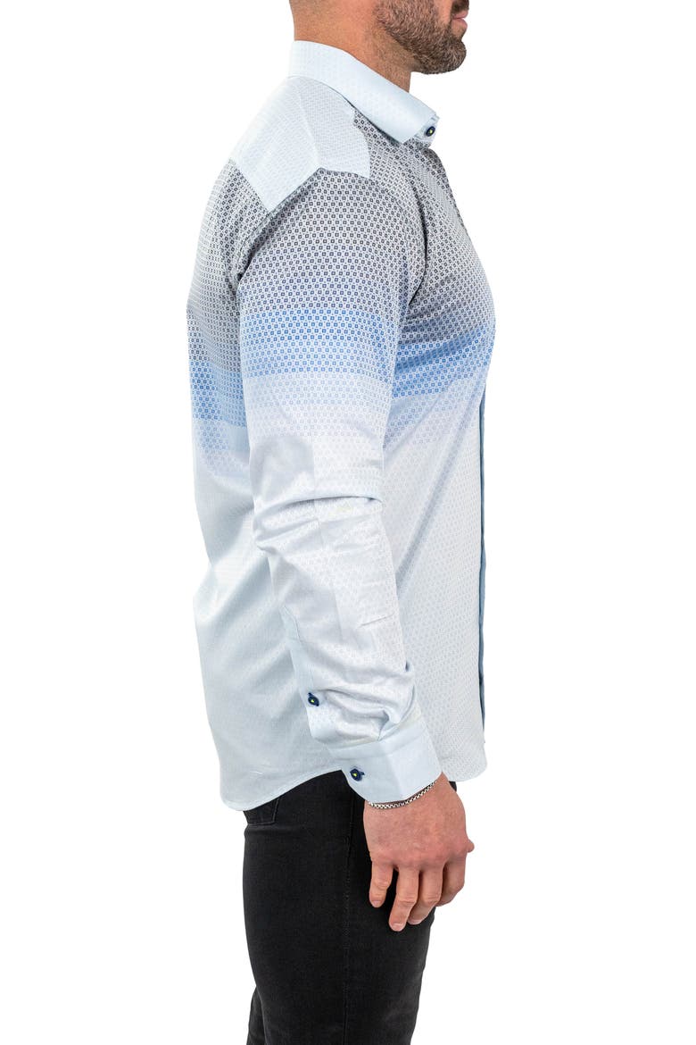 Fibonacci Jacqdegrade Blue Contemporary Fit Button-Up Shirt, Alternate, color, BLUE