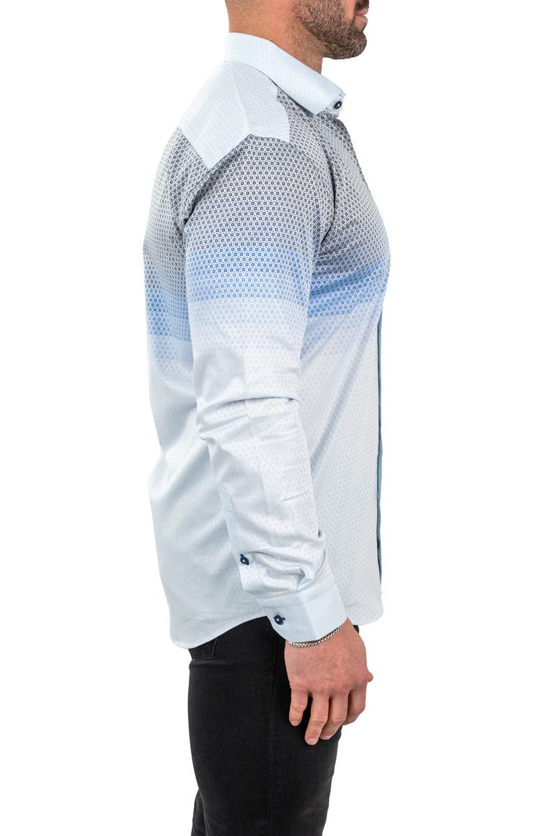 Maceoo Fibonacci Jacqdegrade Blue Contemporary Fit Button-Up Shirt, Alternate, color, Blue