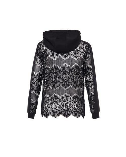 Theo The Label Women's Black Calliope Lace Shrug Hoodie In Black