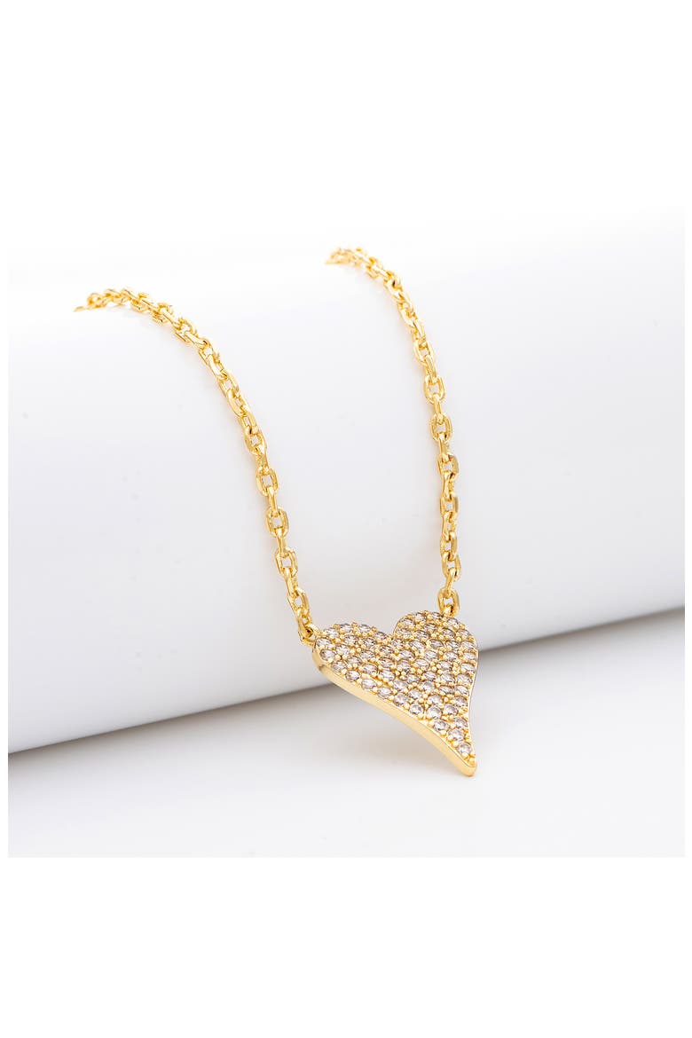 Cubic Zirconia Elongated Heart Pendant Necklace, Alternate, color, GOLD / CZ