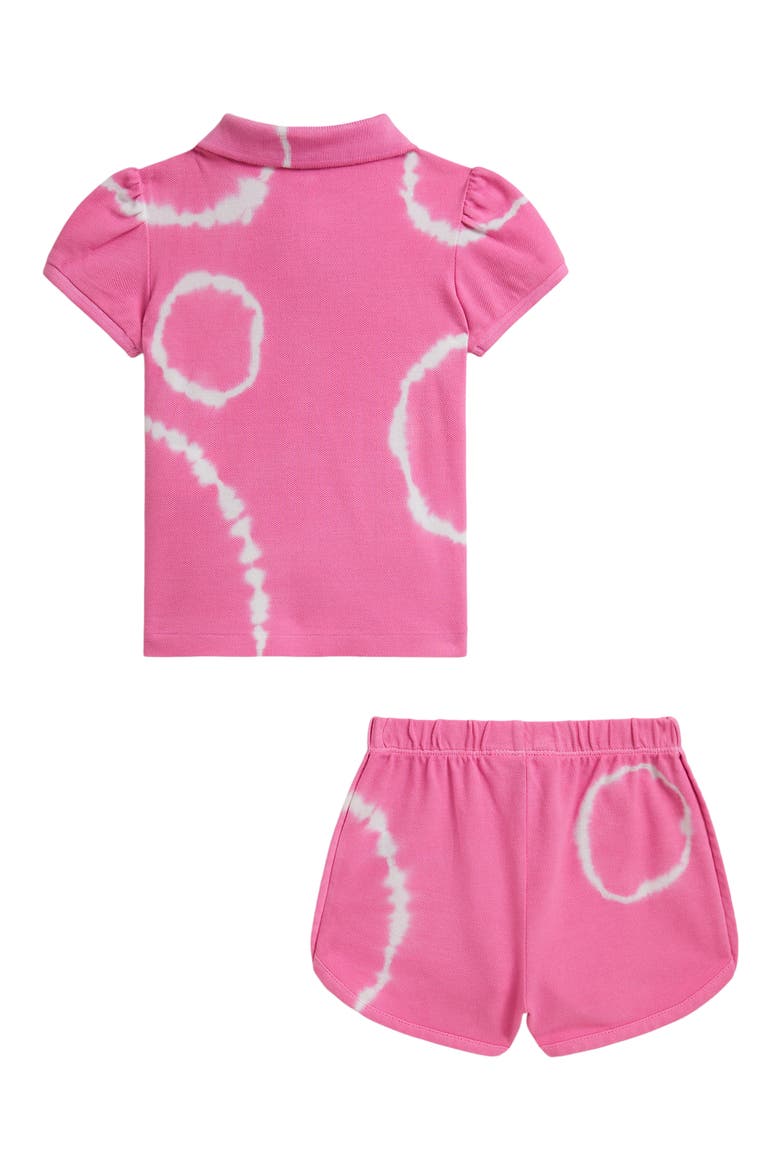 Stretch Mesh Polo & Shorts Set, Alternate, color, DALIA PINK TIE DYE