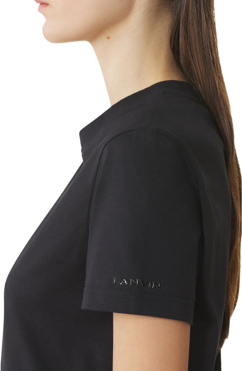 Lanvin Cotton T-Shirt With Ribbon Detail, Alternate, color, Black