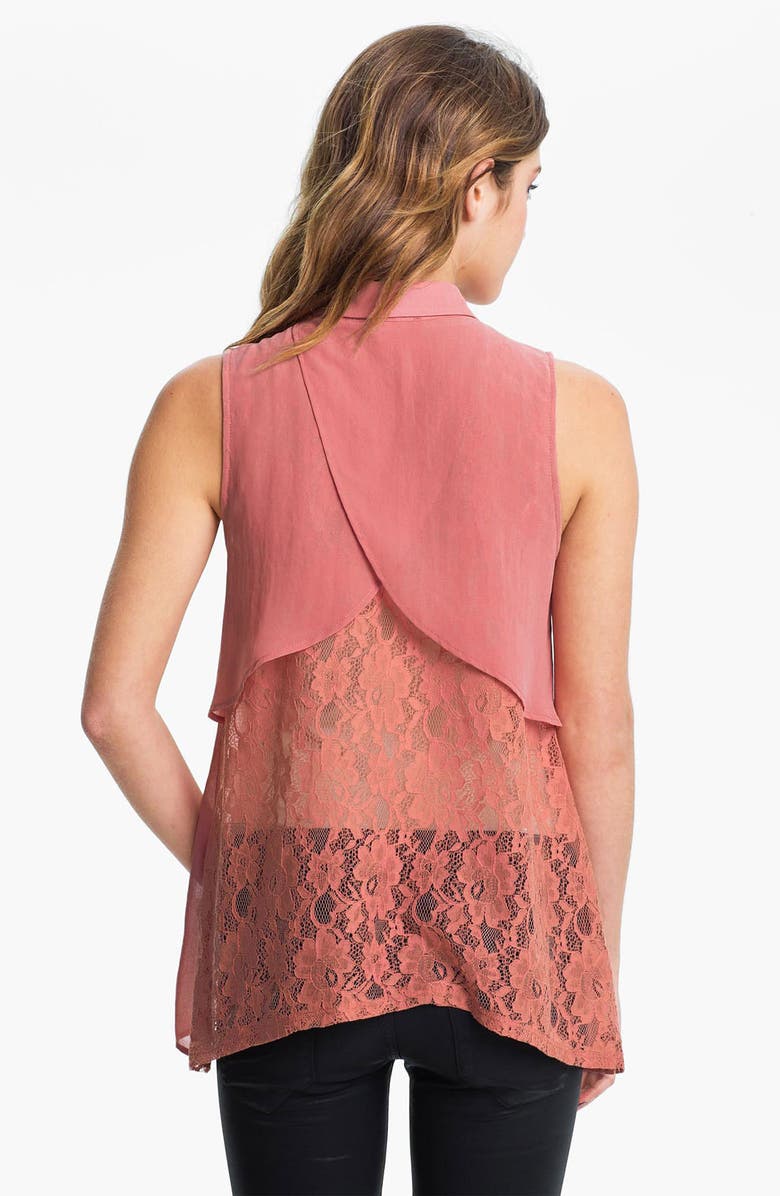 All in Favor Lush Lace Back Chiffon Shirt, Alternate, color,