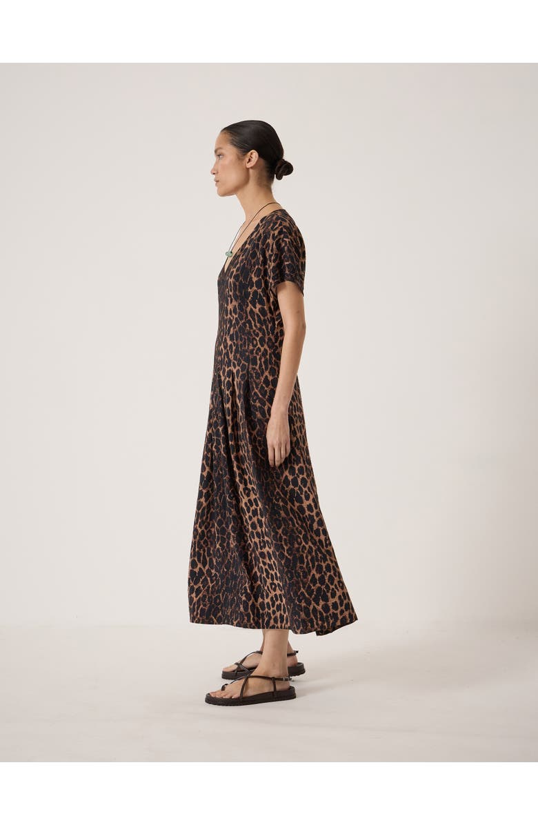 Hush Bronte Pleated Air Flow Midi Dress, Alternate, color, Natural Leopard Brown