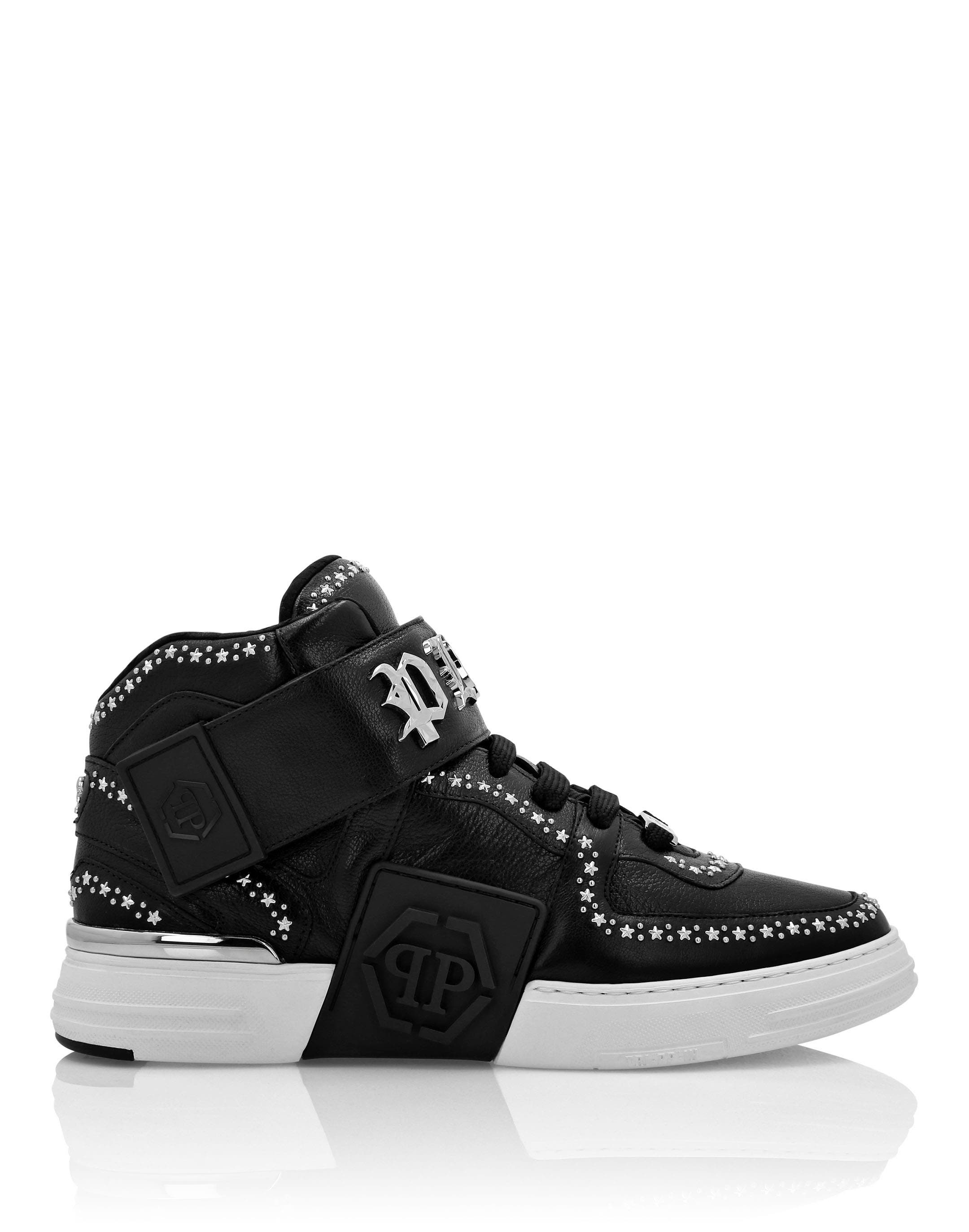 Nappa Leather  Mid-Top Sneakers Gothic Plein Unisex, Alternate, color, black