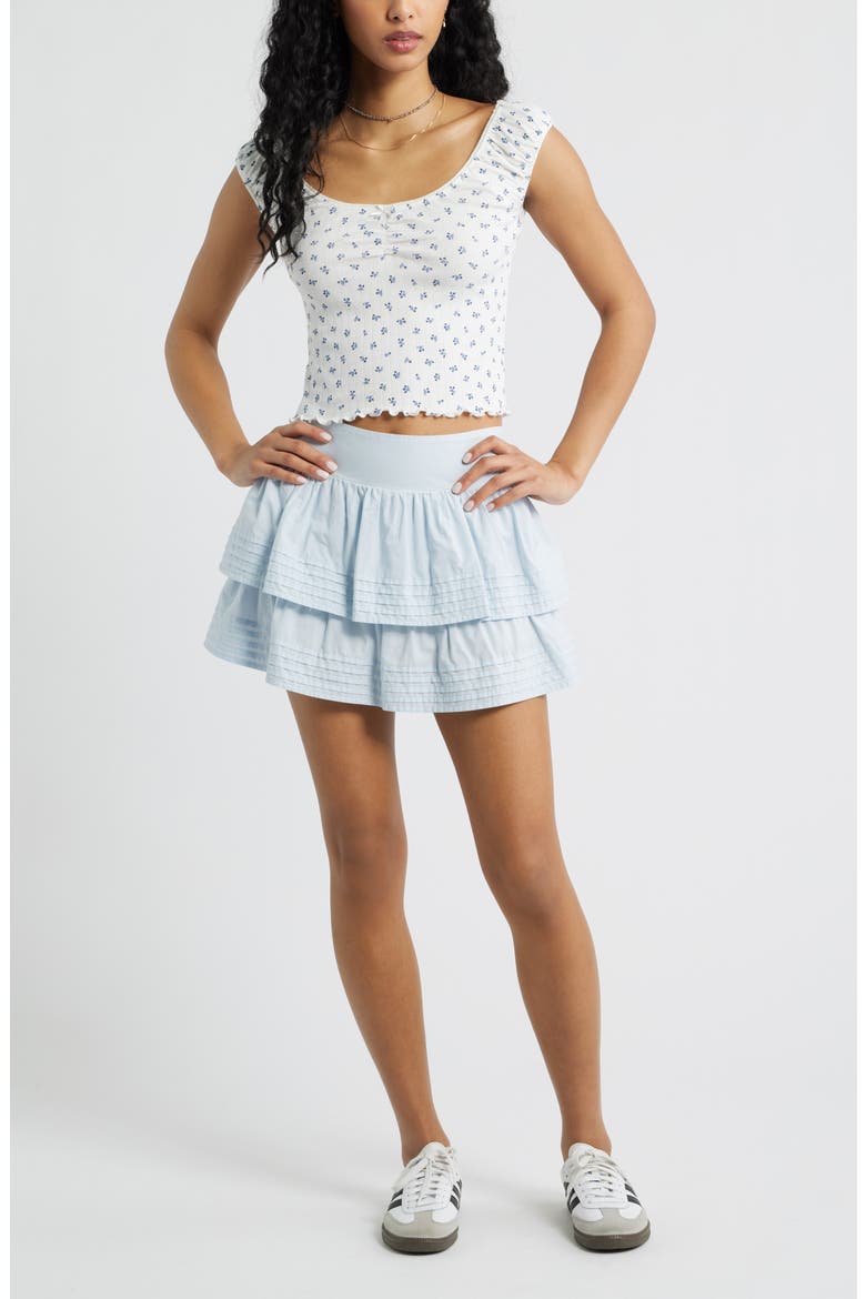 Tiered Ruffle Cotton Miniskort, Alternate, color, BLUE BIRD