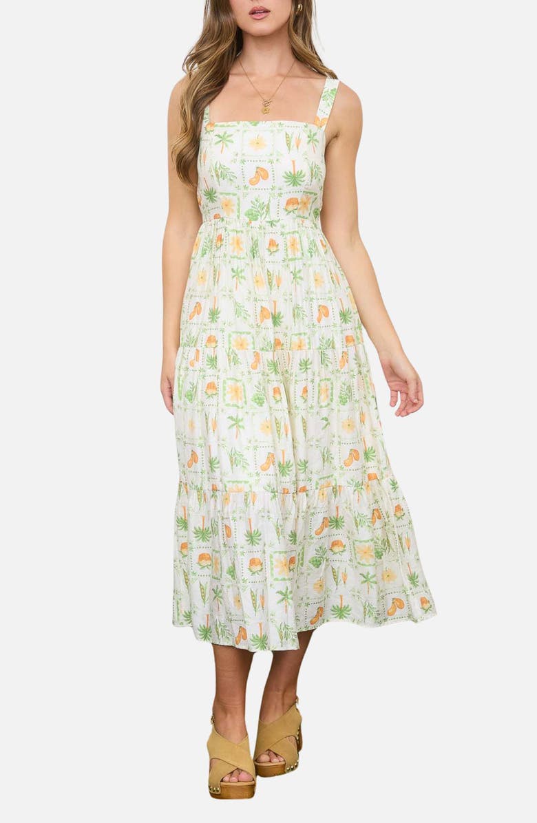 Blu Pepper Veggie Print Midi Dress, Main, color, Green Multi